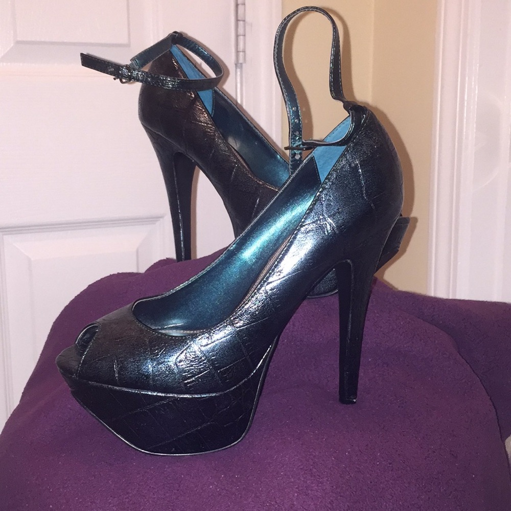 Turquoise platform stiletoes